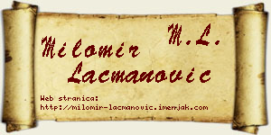 Milomir Lacmanović vizit kartica